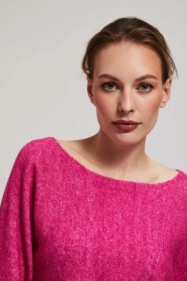 Sweter z rękawem 3/4 fuksjowy
