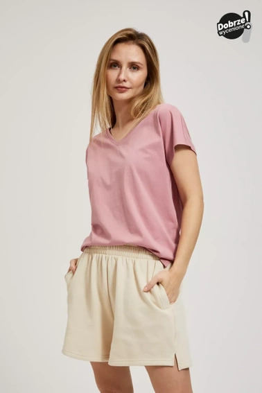 Bluzka z dekoltem w serek różowa