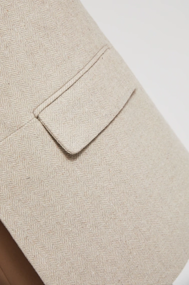 Gładka marynarka z marszczonymi rękawami 3/4 beżowa