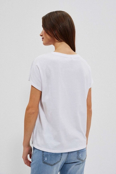 Bawełniana bluzka z dekoltem w serek biała