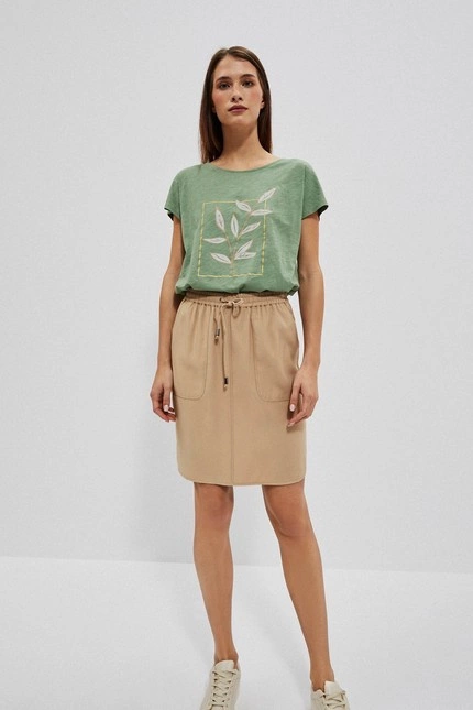 Spódnica z kieszeniami ciemnobeżowa