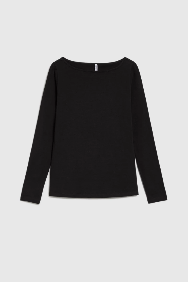 Dopasowana bluzka z długimi rękawami czarna
