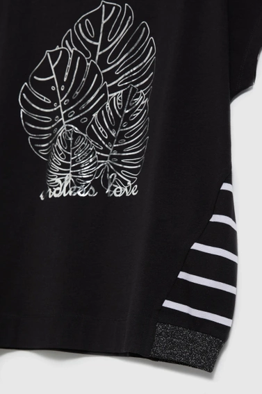 Bluzka z bawełny z printem czarna