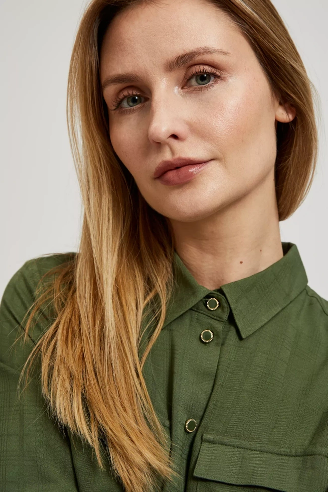 Koszula z kieszeniami i długimi rękawami khaki