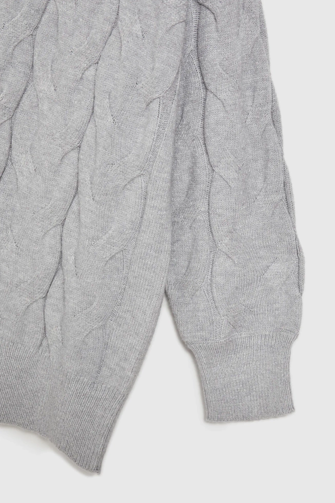 Golf z ozdobnym splotem szary