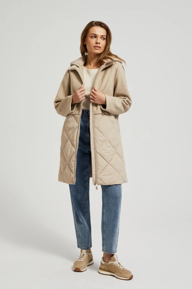 Kurtka z odpinanym kapturem beżowa