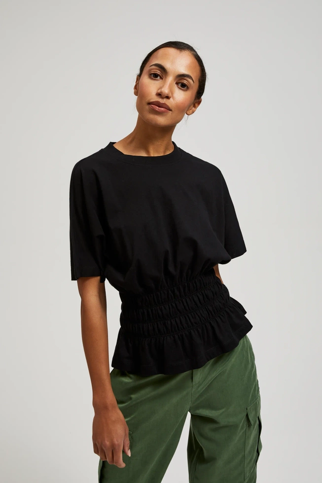 Bluzka z gumą w talii czarna