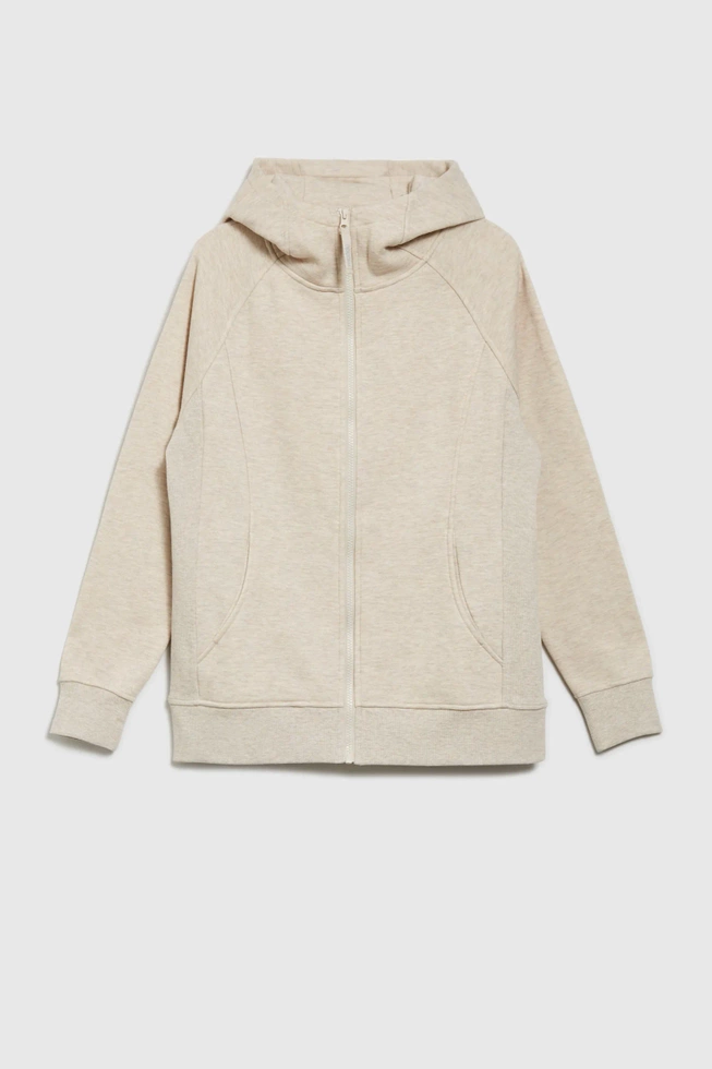 Rozpinana bluza z kapturem beżowa