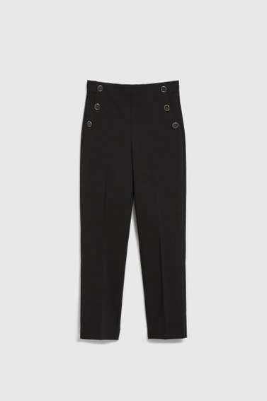 Spodnie w kant z ozdobnymi guzikami czarne