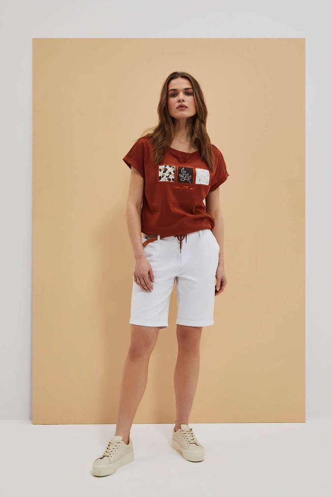 Szorty z plecionym paskiem białe