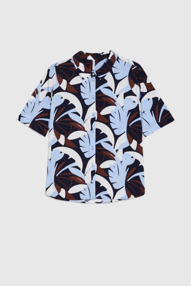 Wzorzysta koszula granatowa