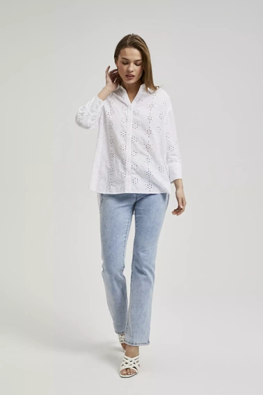 Koszula oversize z rękawami 3/4 biała