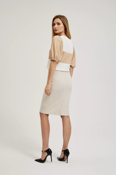 Ołówkowa gładka spódnica do kolan beżowa