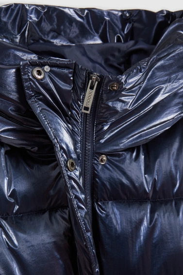 Długa metaliczna kurtka granatowa 