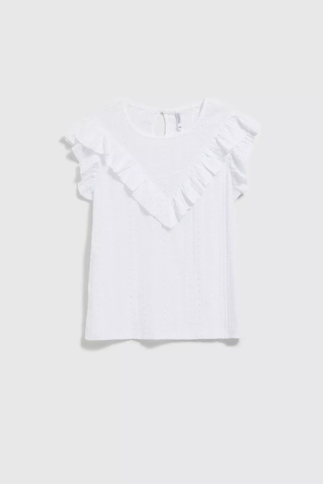 Bluzka z falbaną biała