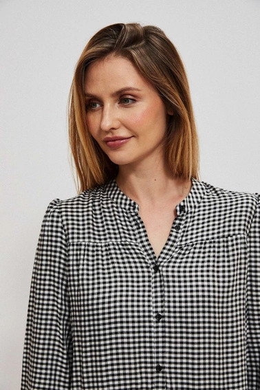 Koszula z falbaną biało czarna