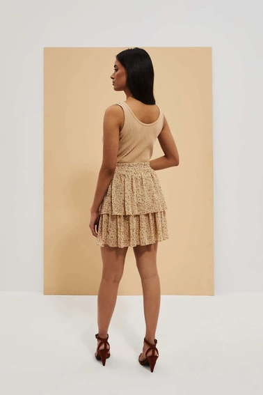 Spódnica mini z falbanami ciemnobeżowa
