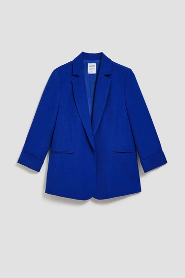 Gładka marynarka z rękawami 3/4 niebieska