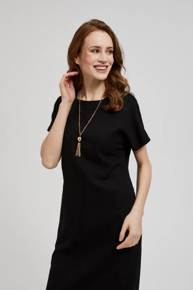 Gładka sukienka z łańcuszkiem czarna