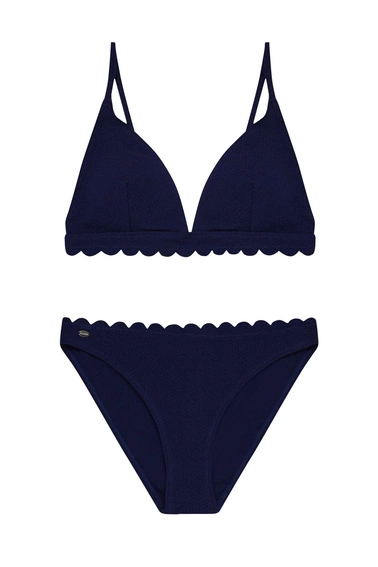 Góra od bikini z gładkiego materiału granatowa