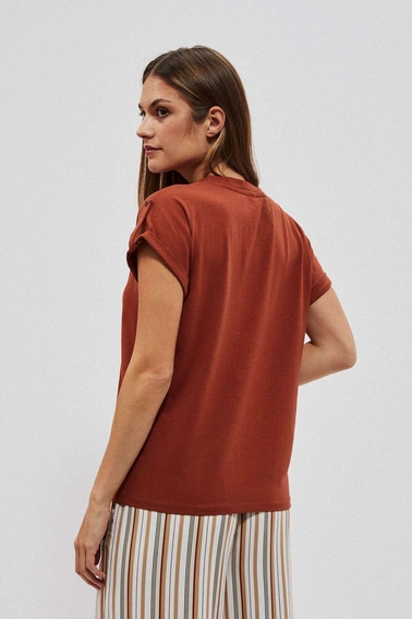 Bluzka z dekoltem w serek brązowa