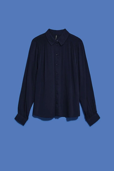 Koszula z kołnierzykiem zapinana na guziki granatowa