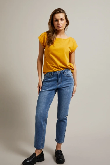 T-shirt z okrągłym dekoltem musztardowy 