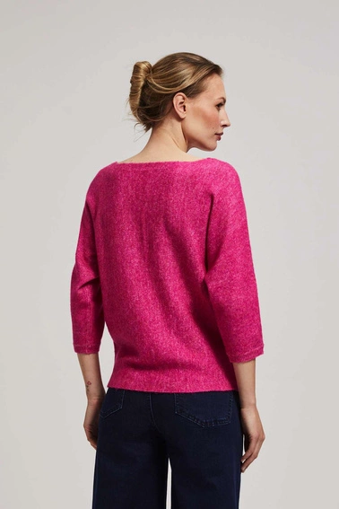Sweter z rękawem 3/4 fuksjowy