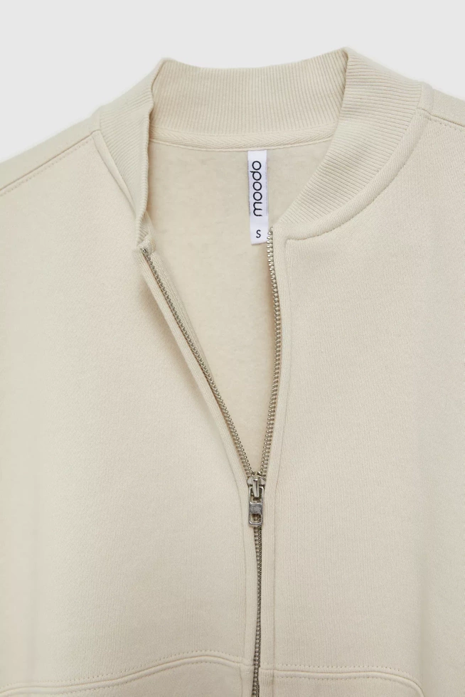 Bluza zapinana na zamek bez kaptura beżowa