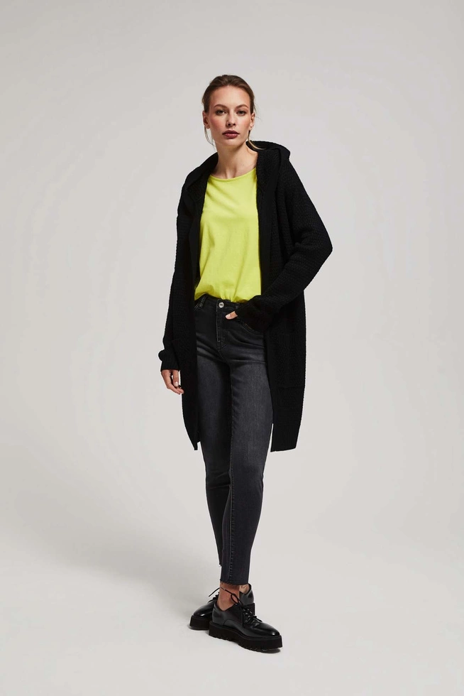 Długi kardigan z kieszeniami czarny