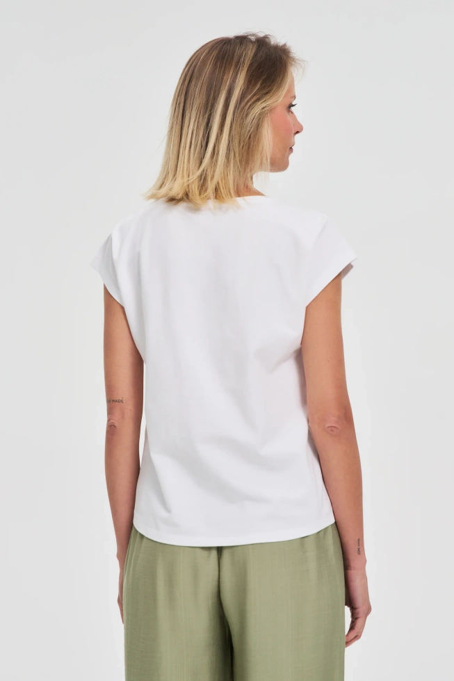 Bawełniana bluzka z nadrukiem biała