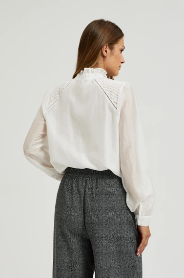 Bawełniana koszula z falbankami biała