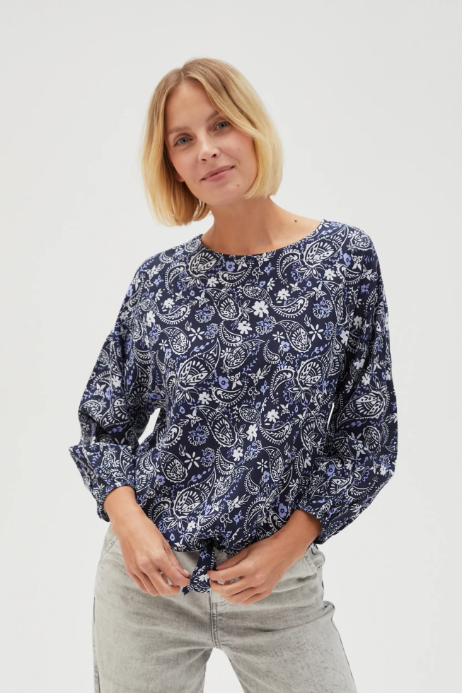 Wiskozowa koszula z wzorem paisley granatowa