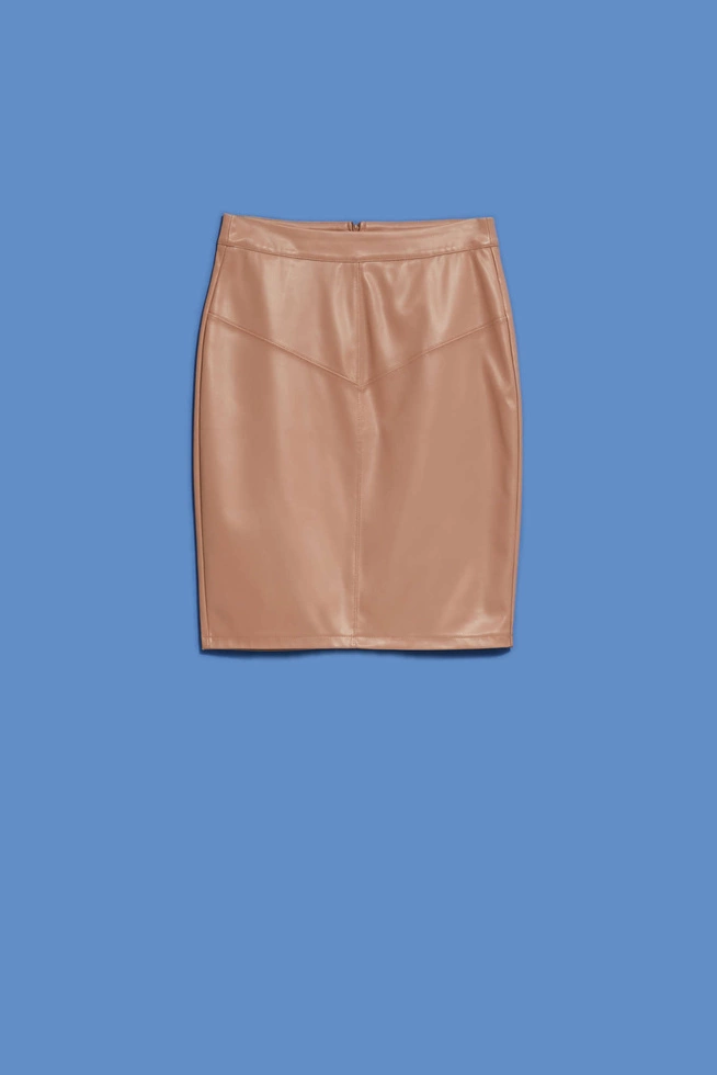 Spódnica z geometrycznym przeszyciem kawowa