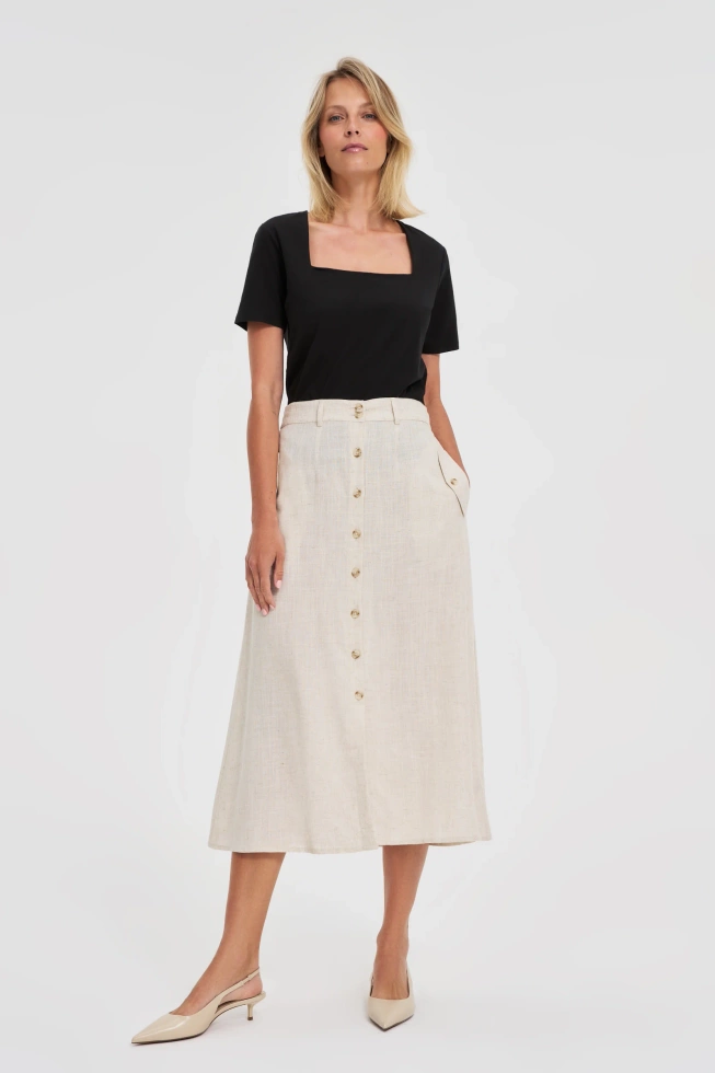 Bluzka z dekoltem karo czarna