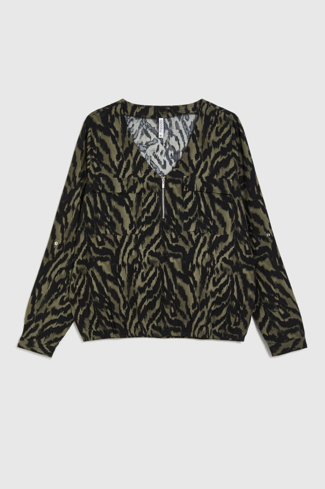 Koszula z wiskozy oliwkowa