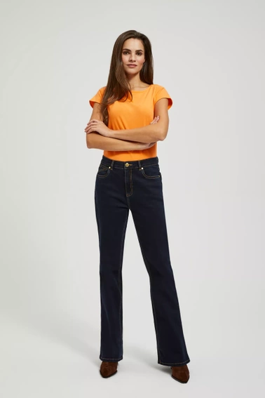 Jeansy bootcut z jasnymi przeszyciami granatowe