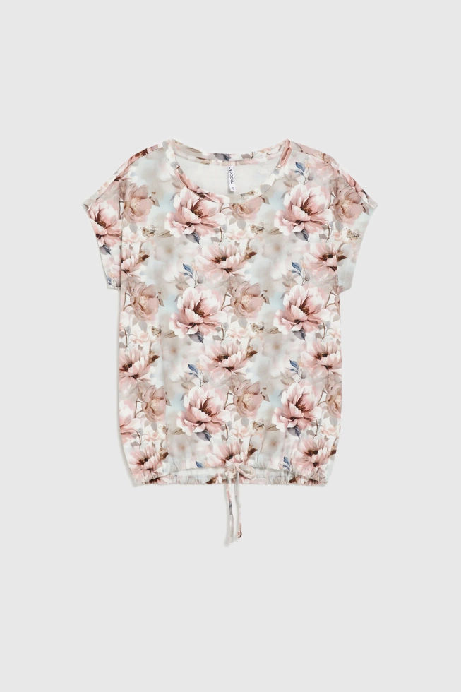Bluzka w kwiaty różowa
