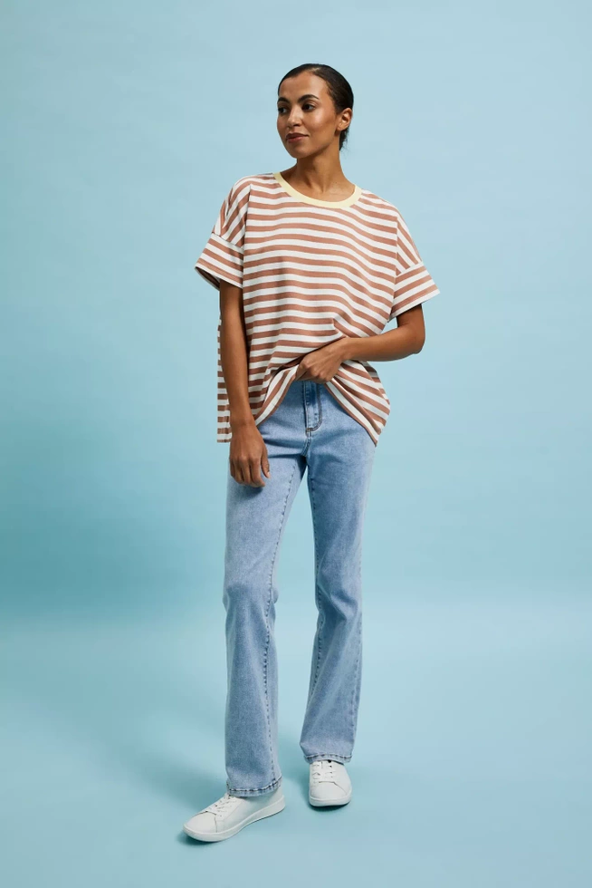 Bluza w paski brązowa