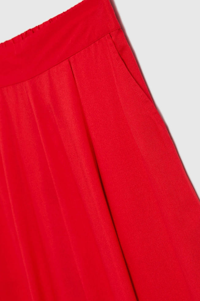 Wiskozowe spodnie z szerokimi nogawkami czerwone