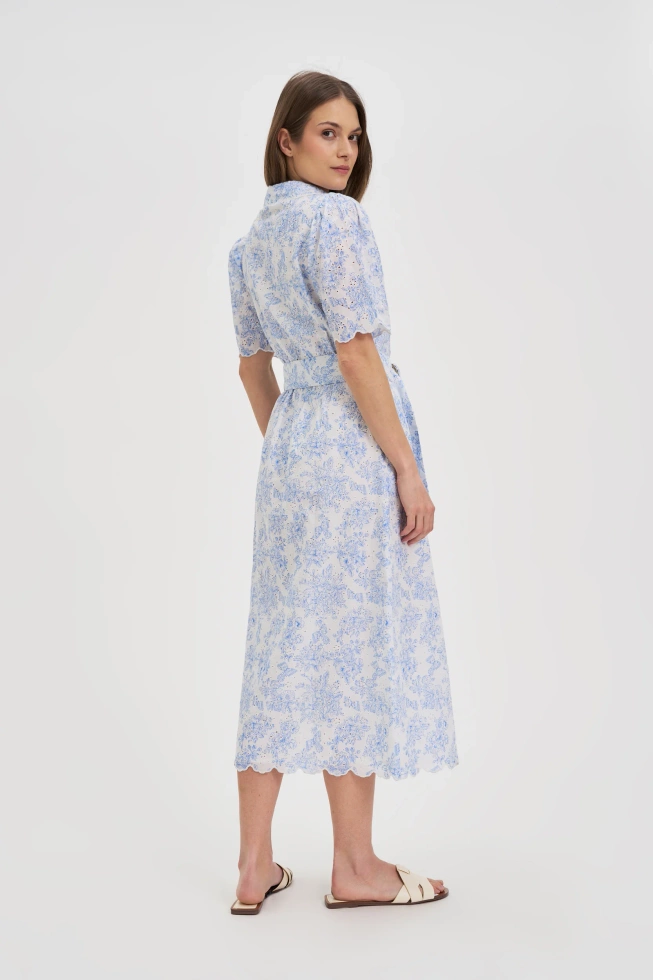 Bawełniana sukienka z paskiem biała