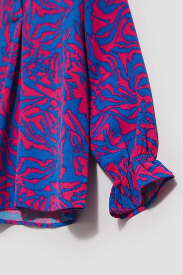 Koszula z dekoltem w serek fuksjowa