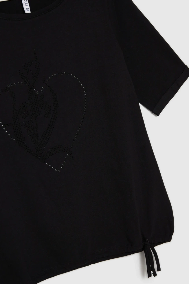 T-shirt z ozdobną aplikacją czarny