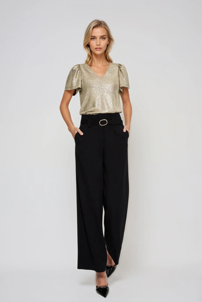 Bluzka z bufiastymi rękawami złota