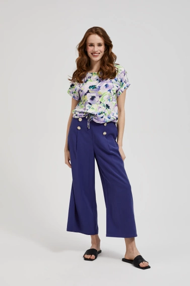 Wzorzysta koszula w kwiaty fioletowa 