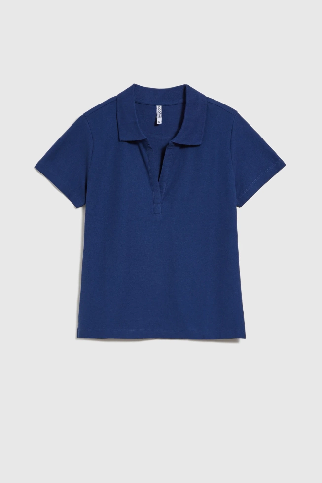 Bawełniana bluzka z kołnierzykiem granatowa