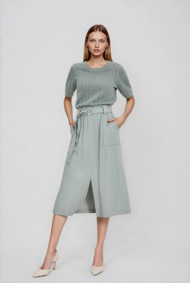 Spódnica z wiskozy oliwkowa