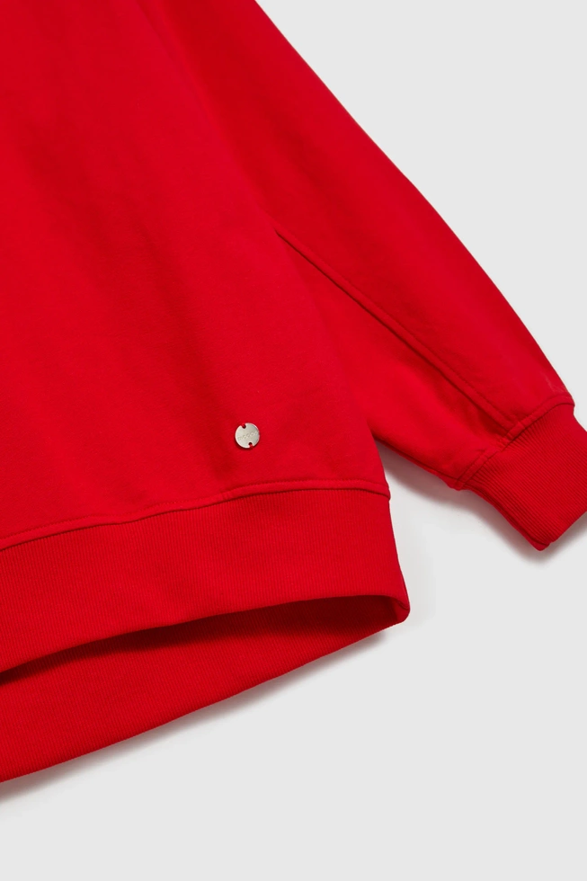 Gładka bluza z dekoltem w serek czerwona