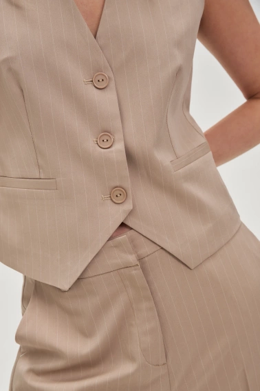 Kamizelka w paski beżowa