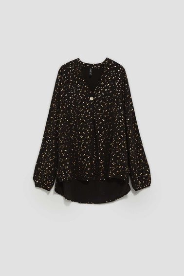 Koszula z printem i ozdobnym guzikiem